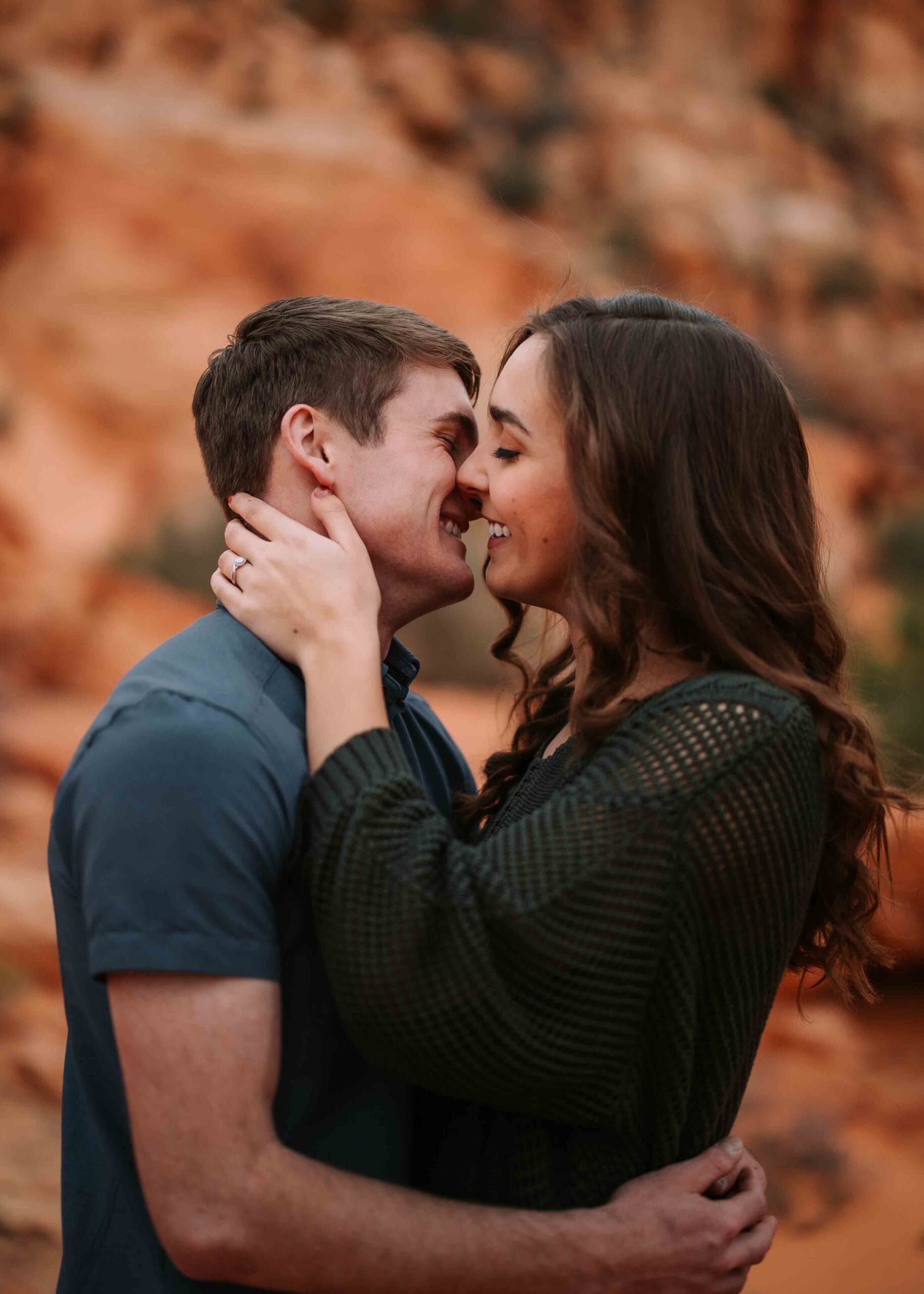 utah wedding photographer and videographer St George Utah Sand Cove Red Cliffs Conservation Area Engagement photography session at sunset